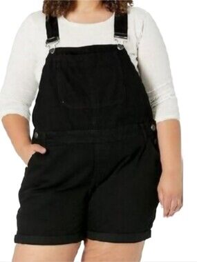 City Chic Plus Size Black Short Overalls